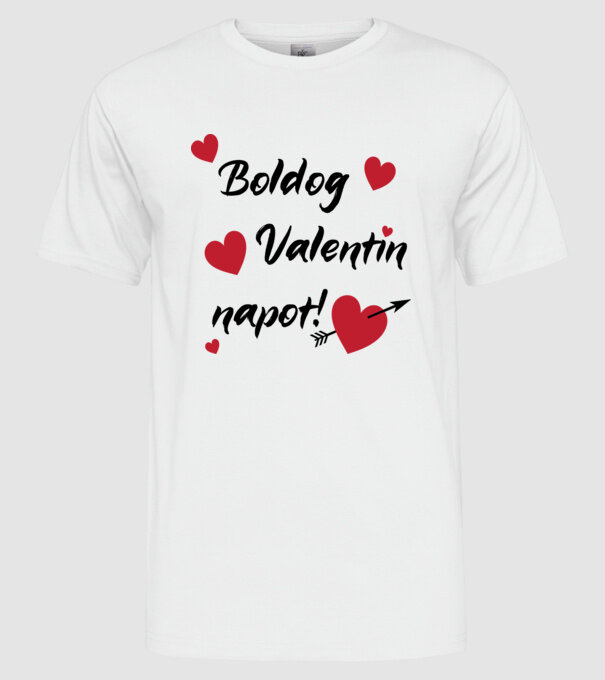 Boldog Valentin napot! minta fehér pólón