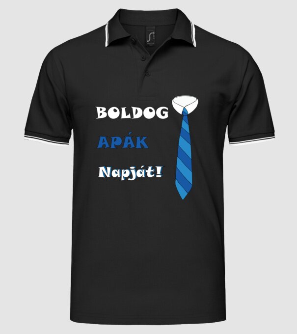 Boldog Apák Napját minta fekete pólón