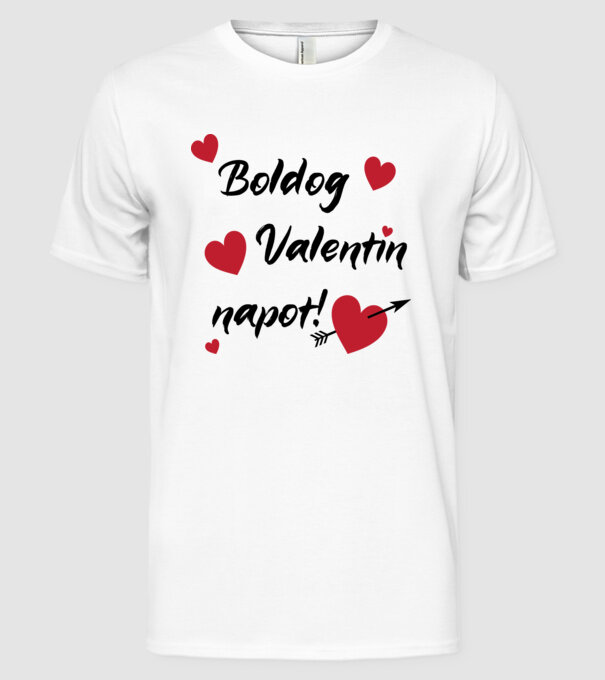 Boldog Valentin napot! minta fehér pólón