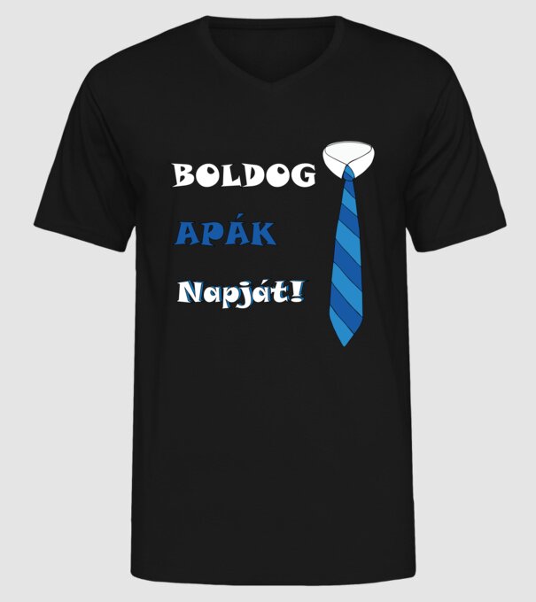 Boldog Apák Napját minta fekete pólón