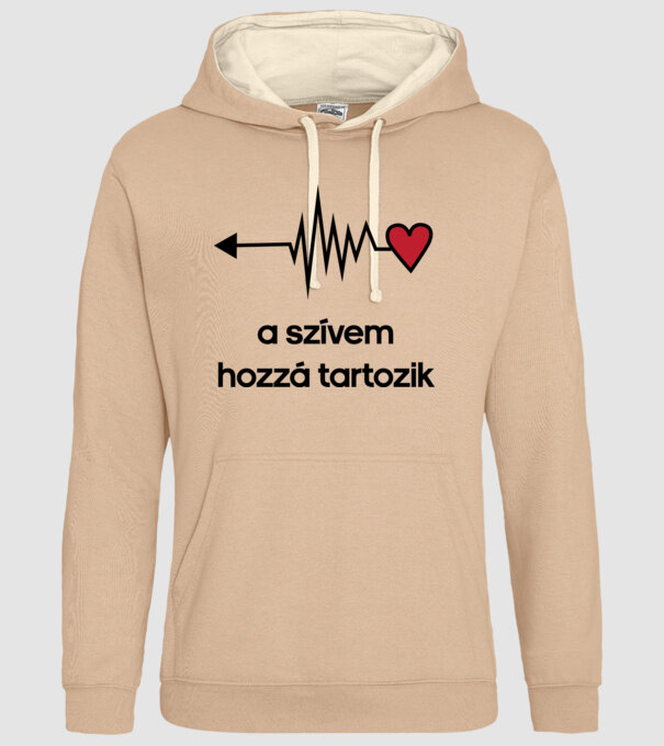 A szívem hozzá tartozik - páros (fiú) minta homokszín pólón
