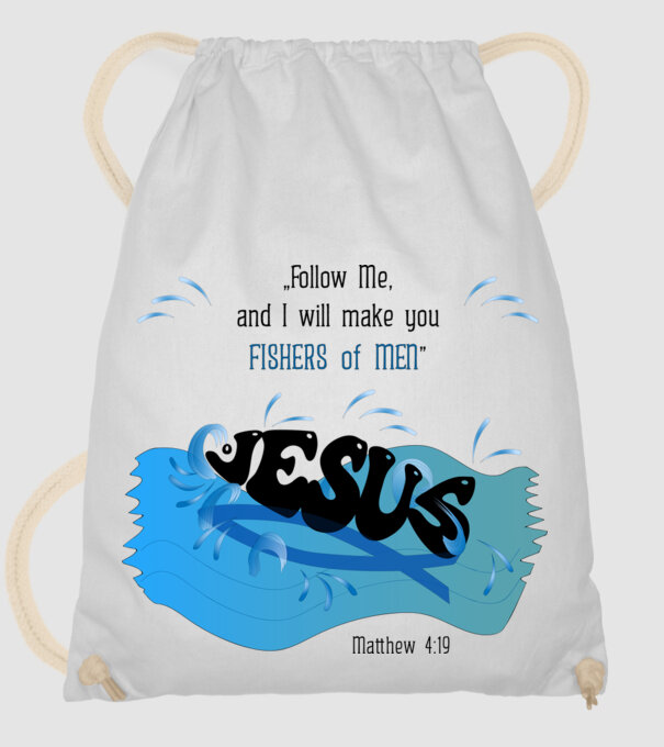 Fishers of men - Matthew 4:19 minta fehér pólón