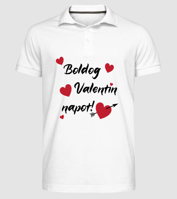 Boldog Valentin napot! minta fehér pólón