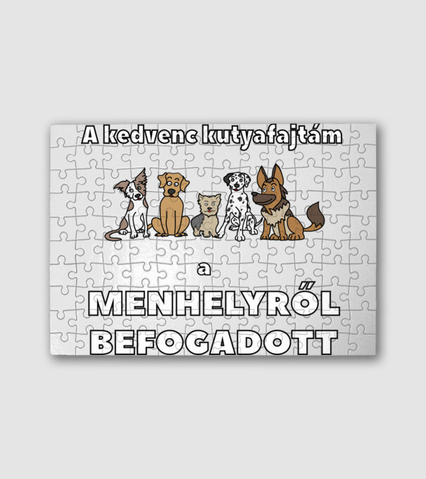 Menhelyi kutya minta fehér pólón