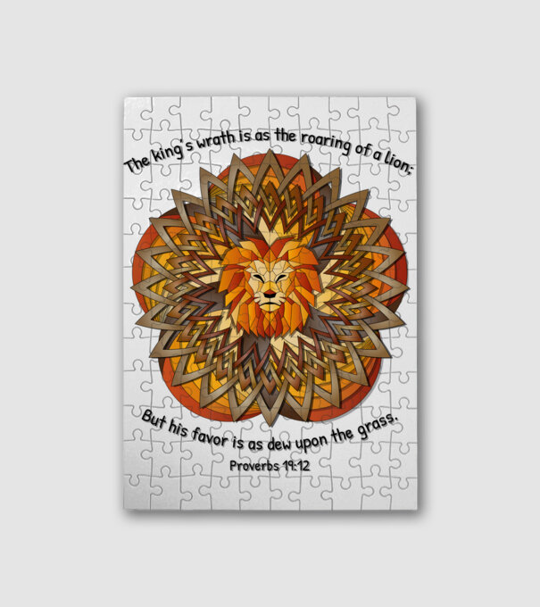 Lion - Proverbs 19:12 minta fehér pólón