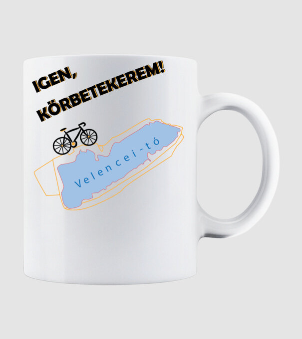 Velencei-tó körút - Igen, körbetekerem! minta fehér pólón