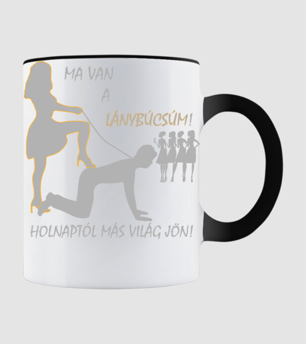 Lánybúcsú (póráz) - a menyasszony pólója (inverz) minta fekete pólón
