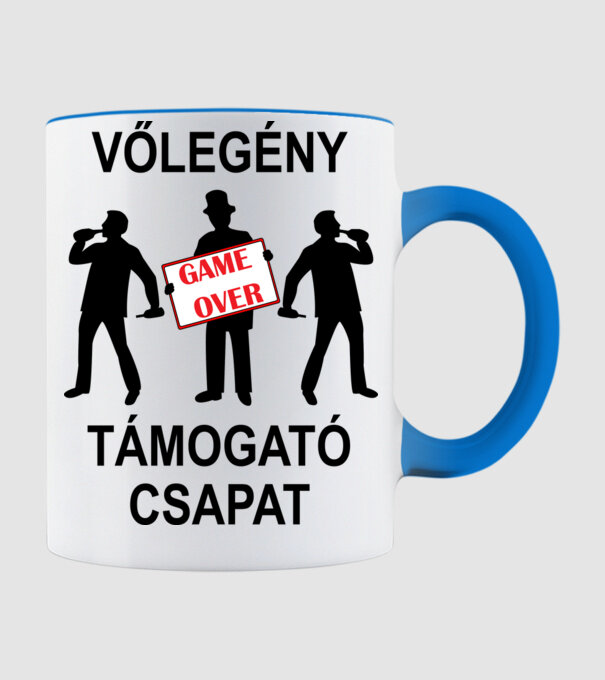 Legénybúcsú csapat: Game Over minta világoskék pólón