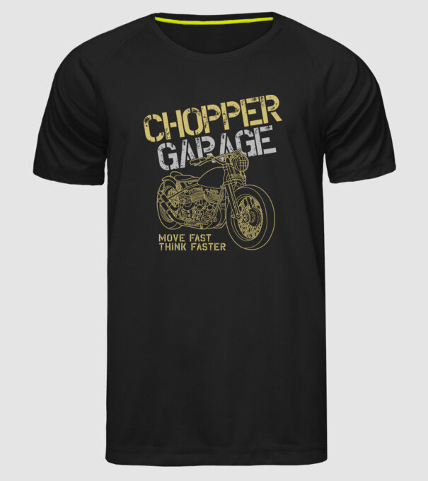 Chopper Garage minta fekete pólón