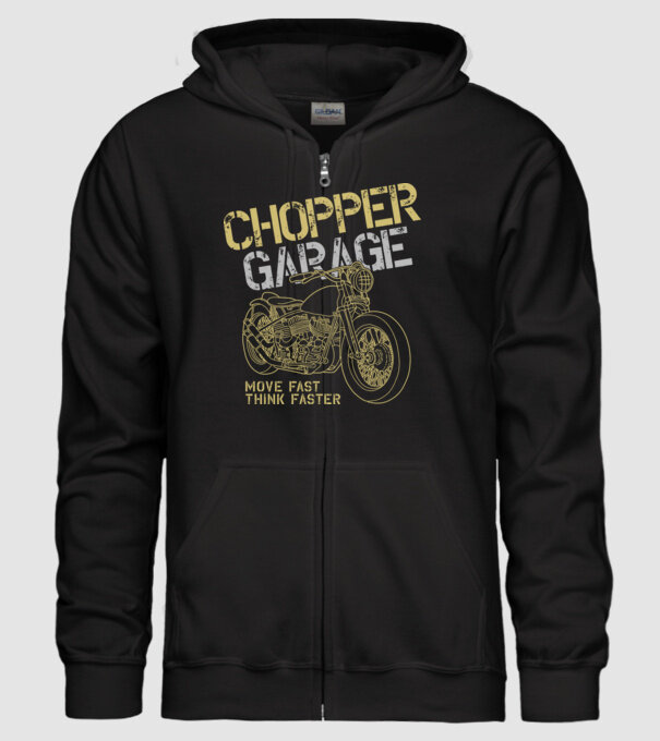 Chopper Garage minta fekete pólón