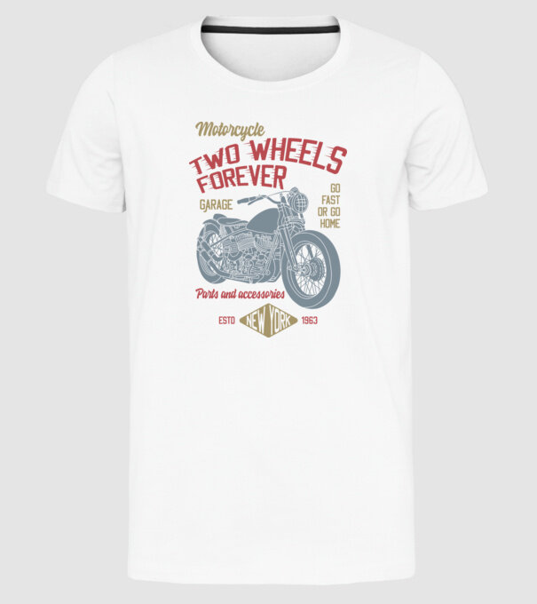 Two Wheels Forever minta fehér pólón