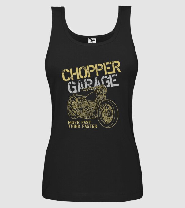 Chopper Garage minta fekete pólón