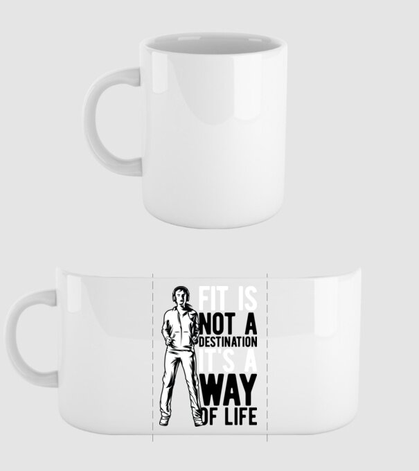 Fit Is Not A Destination - It Is A Way Of Life minta fehér pólón