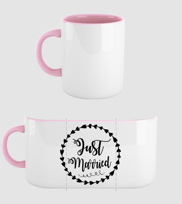 Just married - Póló Esküvőre minta világos rózsaszín pólón