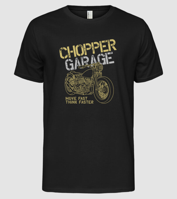Chopper Garage minta fekete pólón