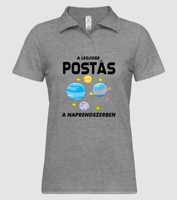 A legjobb POSTÁS a naprendszerben minta szürke pólón