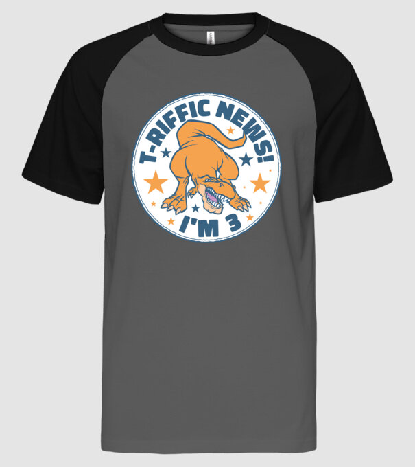 T-rex Terrific news i'm 3 minta szürke/fekete pólón
