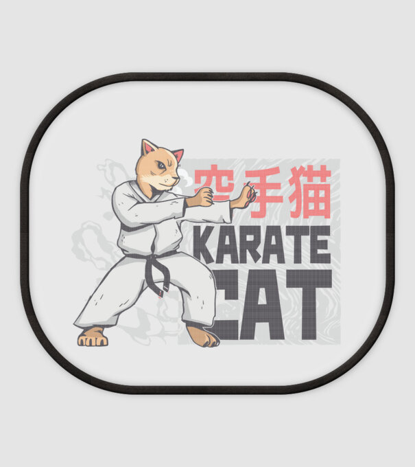 Karate macska minta fehér pólón