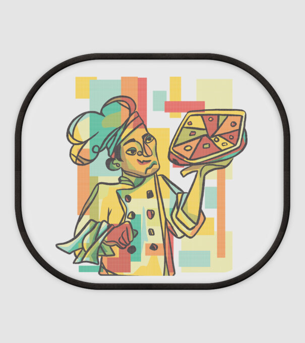 Pizza Séf minta fehér pólón