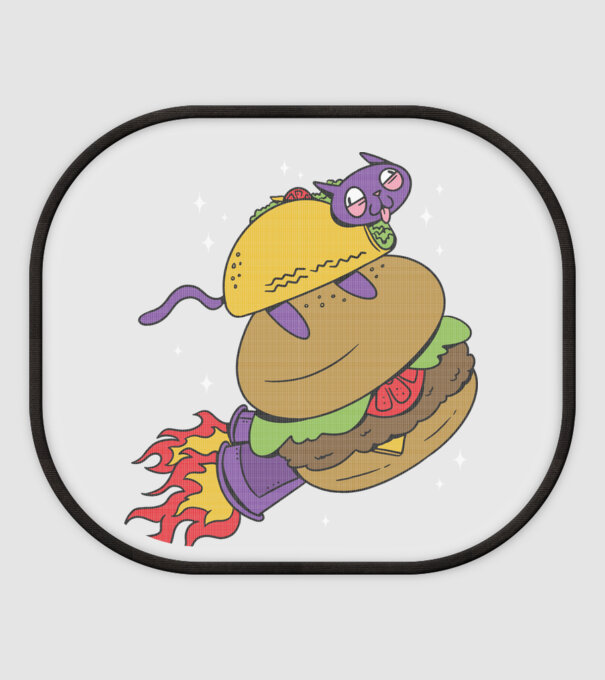 Tacos raktésás macska minta fehér pólón