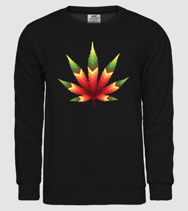 Cannabis Levél minta fekete pólón