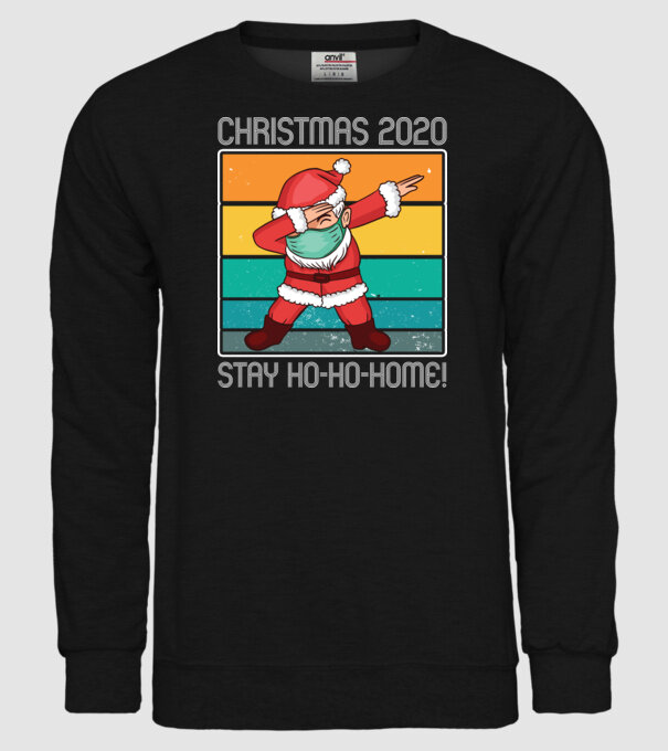 Christmas 2020 stay hohohome minta fekete pólón