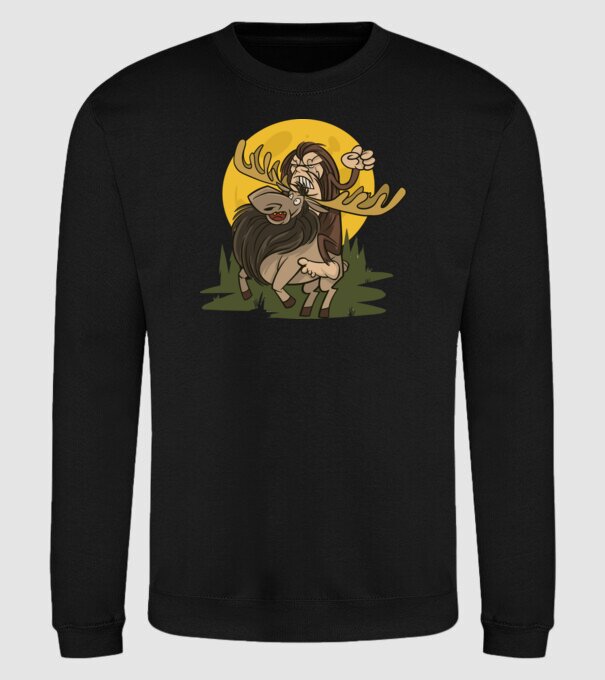 Lovagló Bigfoot minta fekete pólón