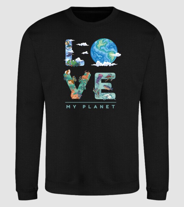 Love my Planet - Szeresd a Földet minta fekete pólón