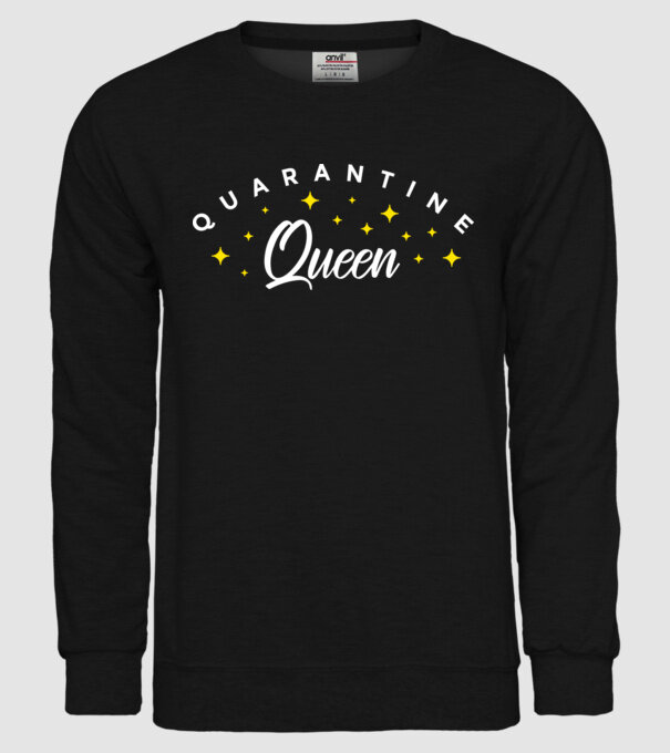 Quarantine queen minta fekete pólón