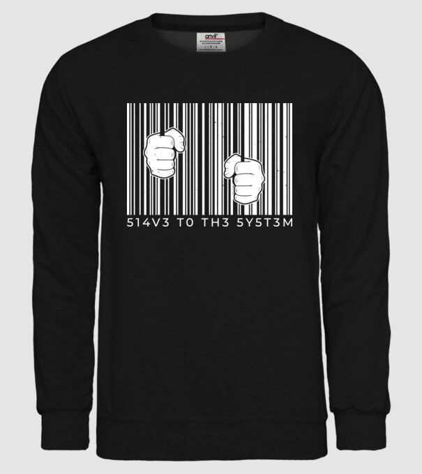 Slave to the system - A rendszer rabja minta fekete pólón