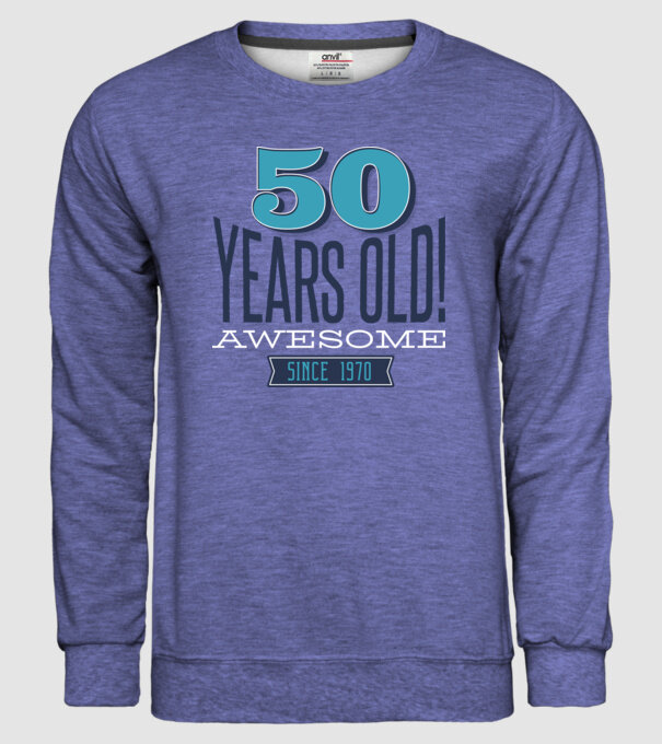 50 years old awesome since 1970 minta farmerkék pólón