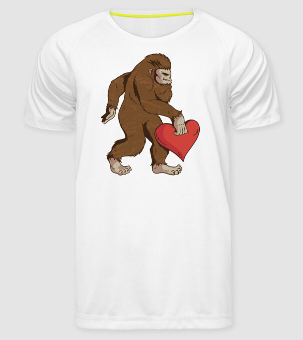 Bigfoot Jeti szívvel minta fehér pólón