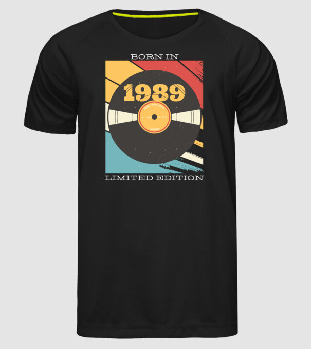 Born in 1989 Limited Edition Vynil Bakelit Retro minta fekete pólón