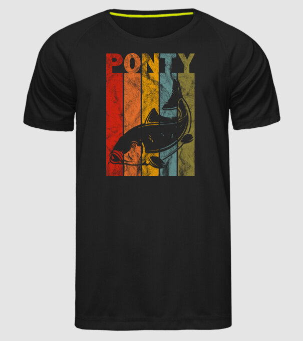 Ponty Retro washed Pecás póló minta fekete pólón