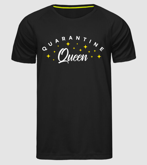 Quarantine queen minta fekete pólón
