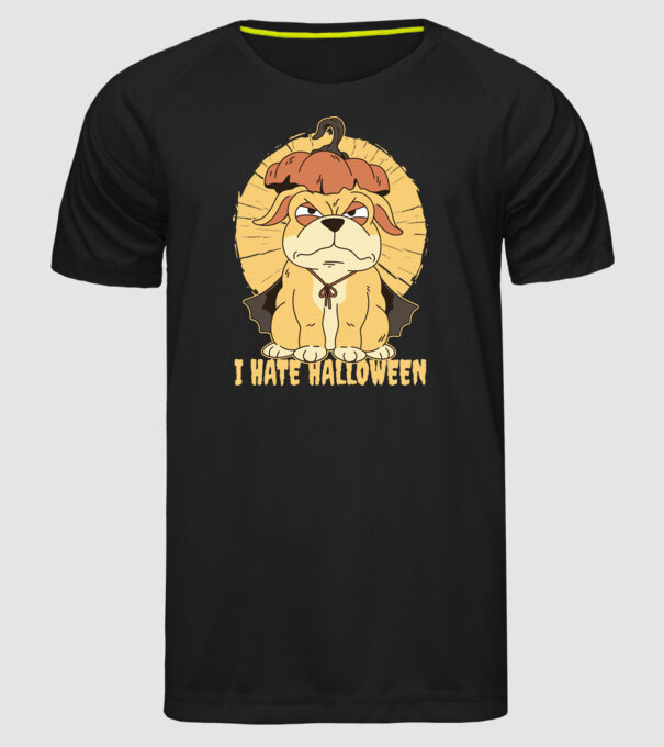 Utálom a Halloweent Kutyás minta fekete pólón