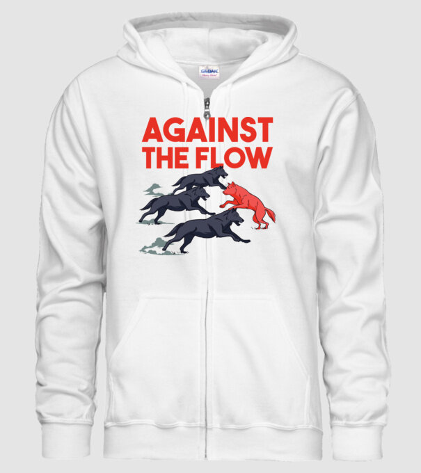 Against the flow - Árral szemben minta fehér pólón