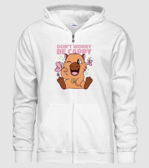 Boldog Capybara - Don't worry be cappy minta fehér pólón