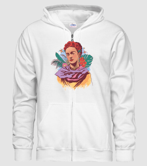 Frida Kahlo portré minta fehér pólón