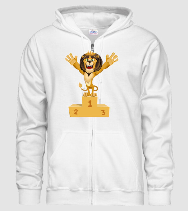 lion champion minta fehér pólón