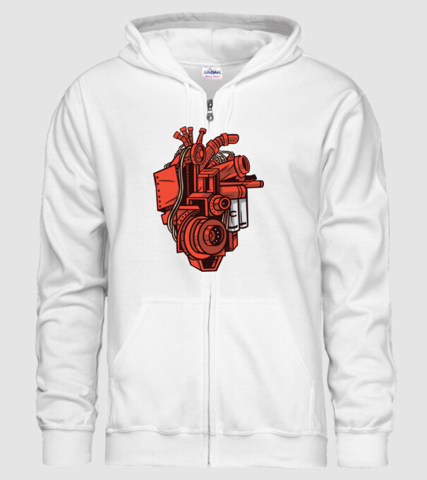 Motor szív minta fehér pólón
