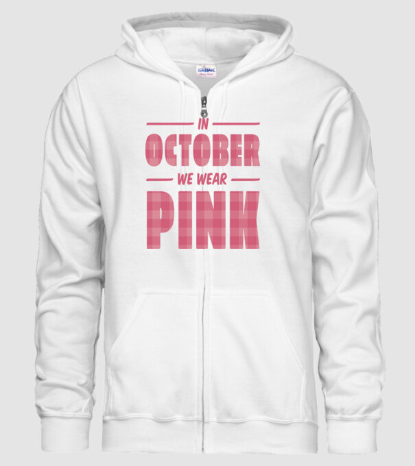 Pink October Mellrák minta fehér pólón