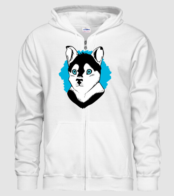 Pomsky Kutya minta fehér pólón