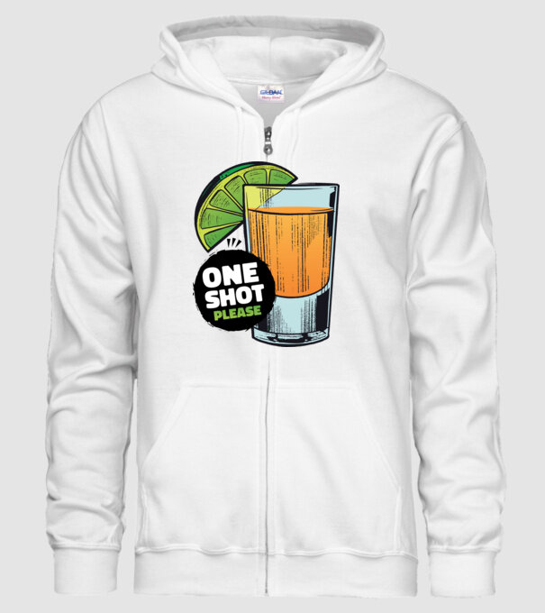 Tequila shot minta fehér pólón