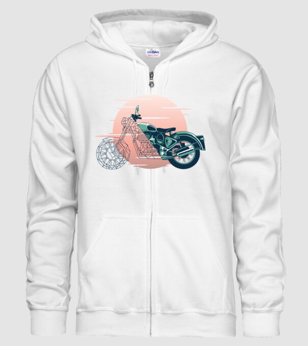 Vintage Motor minta fehér pólón