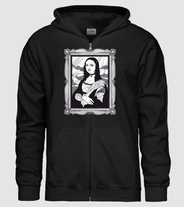Gótikus Mona Lisa minta fekete pólón