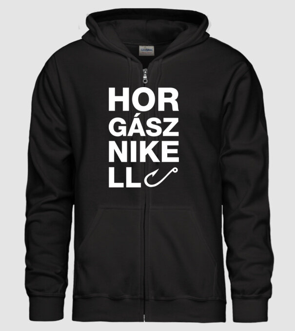 Horgásznikell felirat minta fekete pólón