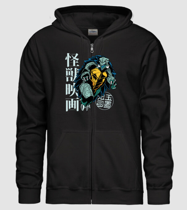 Japán teknős minta fekete pólón