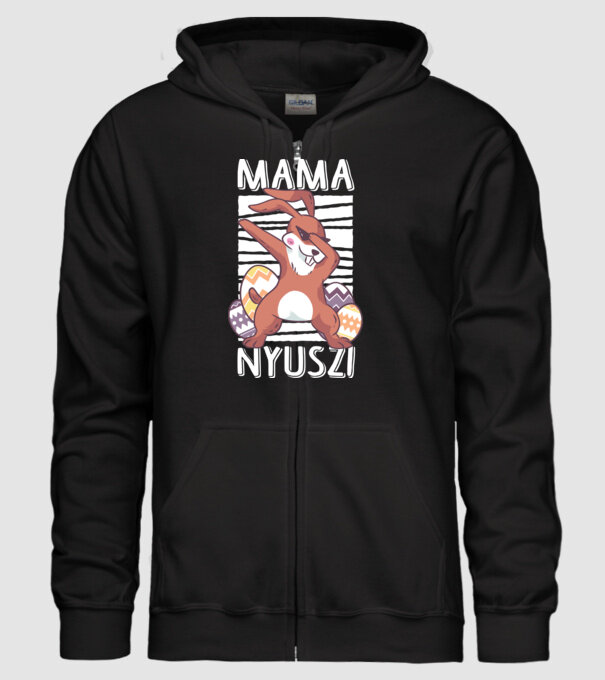 Mama nyuszi minta fekete pólón