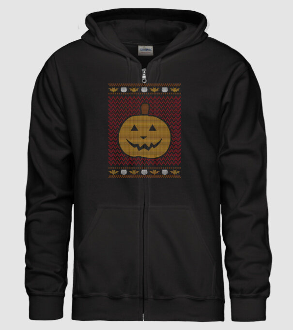 Pumpkin Ugly Sweater Halloween minta fekete pólón